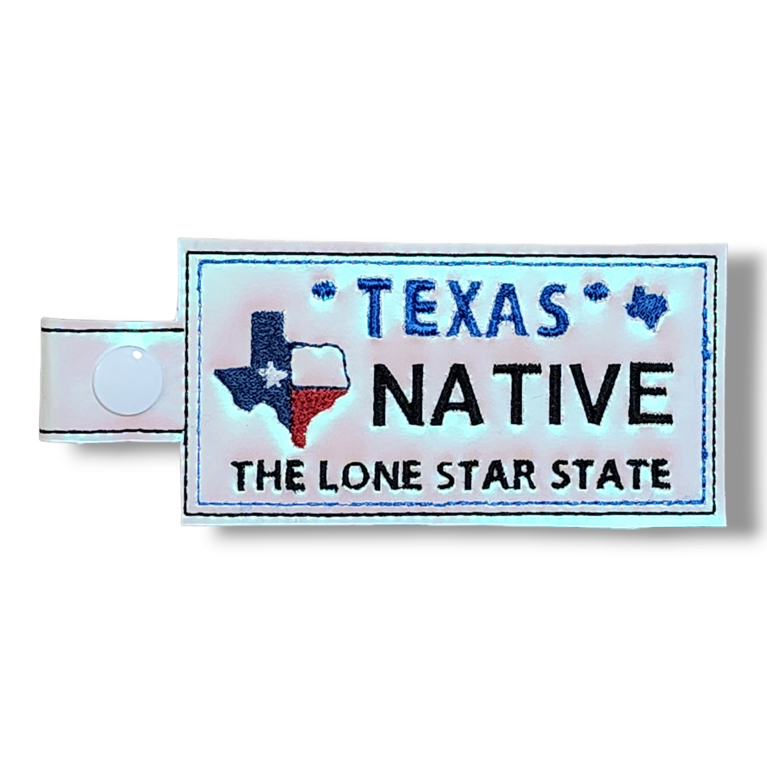 Keychain, TX license plate, vinyl, custom