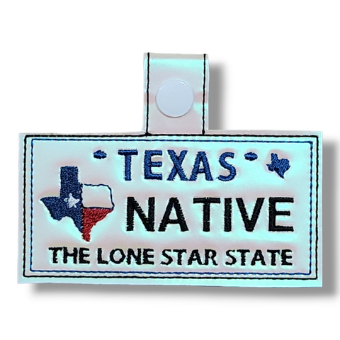 Keychain, TX license plate, vinyl, custom