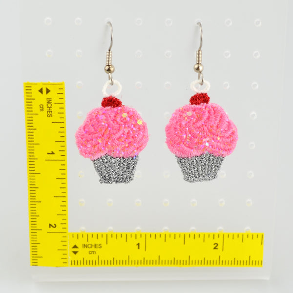 Embroidered Cupcake Earrings, Accessory