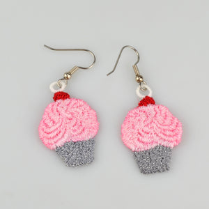 Embroidered Cupcake Earrings, Accessory