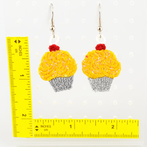 Embroidered Cupcake Earrings, Accessory