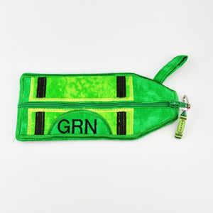 Green Crayon Zipper Pouch Embroidered Coin Purse Wallet Bag Zipper Case