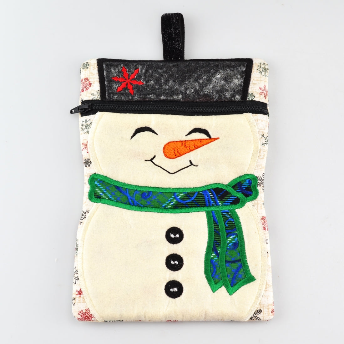 Snowman Holiday Zipper Pouch Embroidered Coin Purse Embroidered Wallet Bag