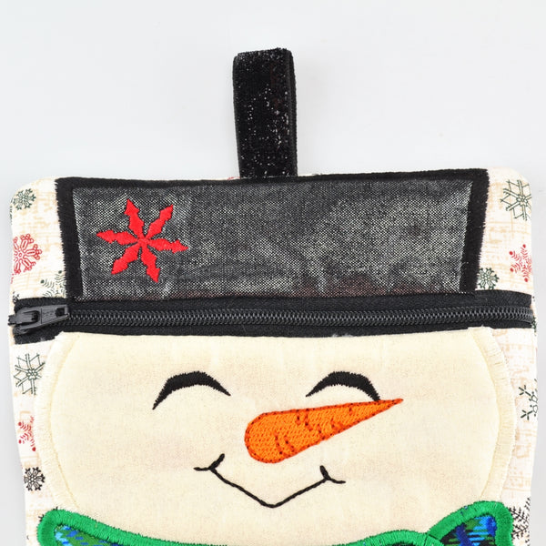 Snowman Holiday Zipper Pouch Embroidered Coin Purse Embroidered Wallet Bag