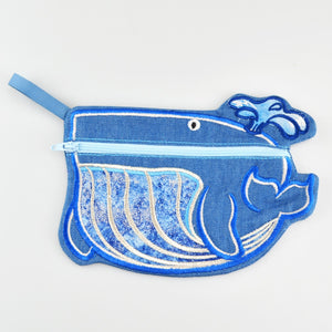 Whale Zipper Pouce Embroidered Coin Purse Wallet Bag Zipper Case