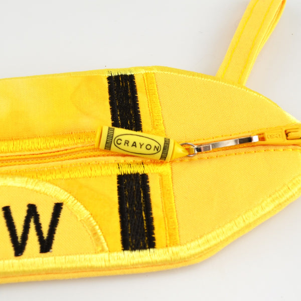 Yellow Crayon Zipper Pouch Embroidered Coin Purse Wallet Bag Zipper Case