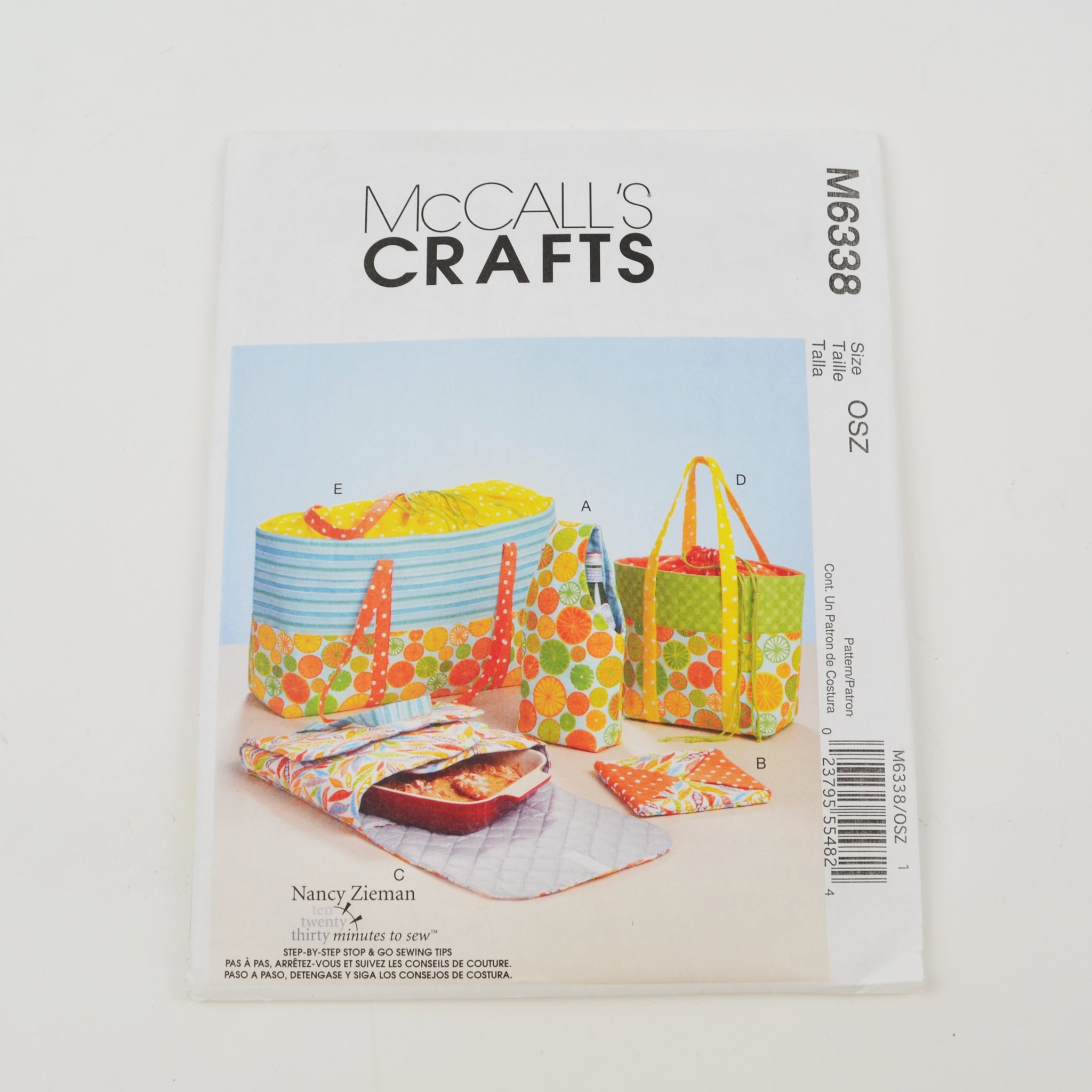 McCalls Crafts M6338 Sew Pattern - Tote Bags, Casserole Bottle Carrier - Uncut