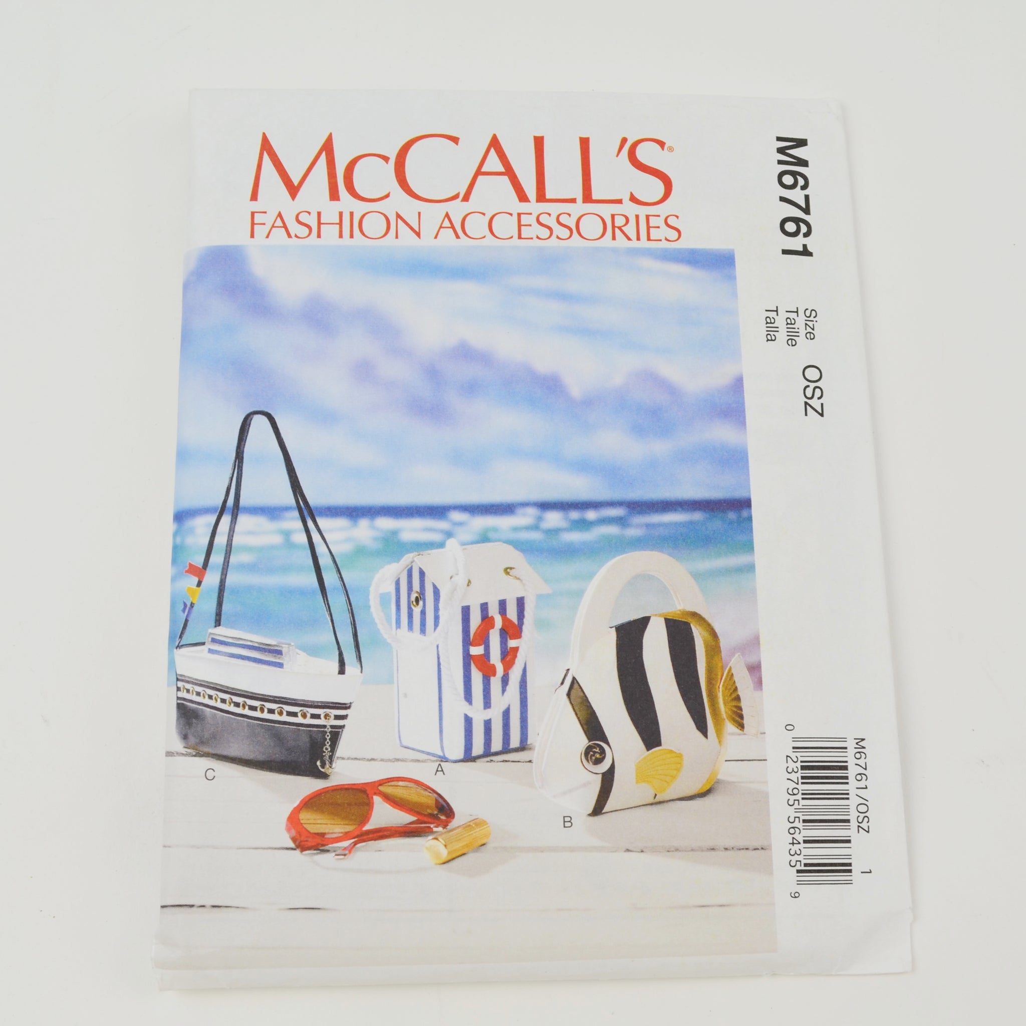 McCalls Fashion Accessories M6761 Sew Pattern - Boat, Fish, Beach Purse Bags - Uncut