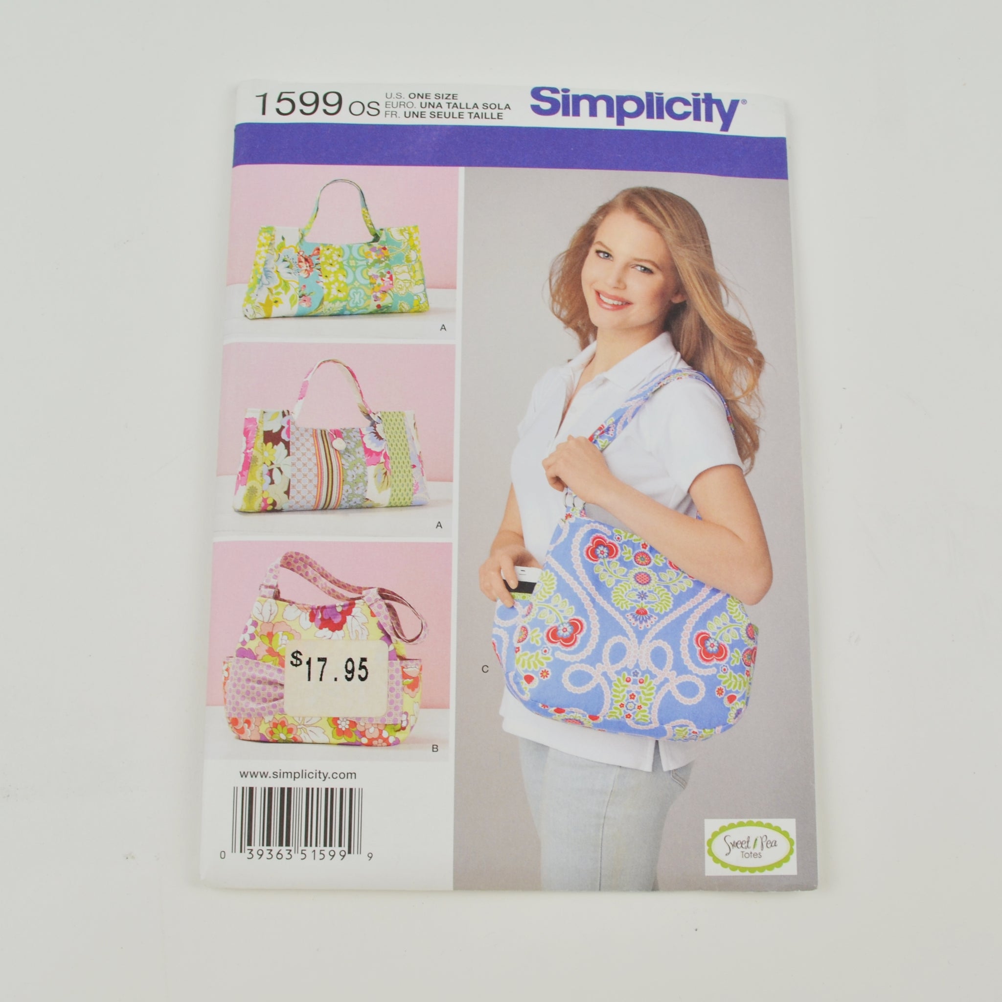 Simplicity 1599 Sew Pattern - Sweet Pea Tote Bags 2 Styles - Uncut