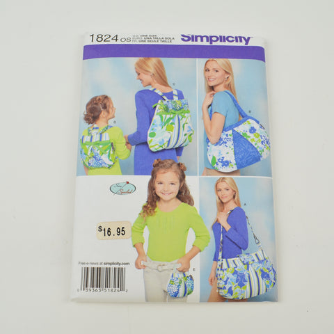 Simplicity 1824 Sew Pattern - Mother Daughter Backpack, Purse, Bag - Uncut