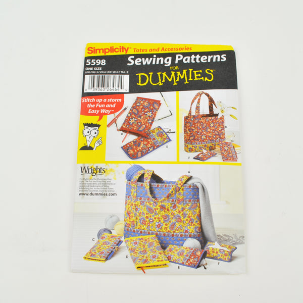 Simplicity 5598 Sew Pattern - Tote Bags, Book, Tissue Covers For Dummies - Uncut