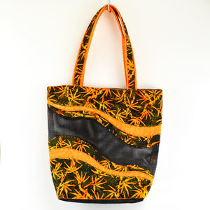 Mesh Beach / Pool Bag - Orange and Black Tote Bag - Quick Dry Should Bag