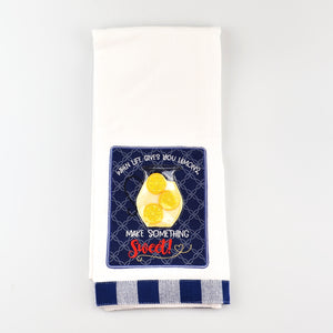 Hand Kitchen Dish Towel Cotton Machine Embroidered Lemonade Pitcher